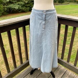 Barbara Leaser Fibers maxi skirt western modest tencil rayon chambray blue 6